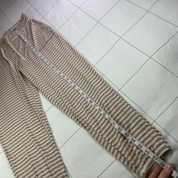 Lates by Kate Pajama Pants Womens Medium Tan Cream Striped Lounge Soft Jogger - Picture 9 of 10